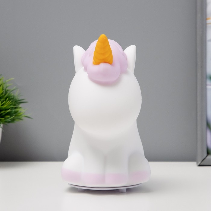 Ночник-мякиш "Антистресс единорог" LED бело-фиолетовый 18х10х16 см