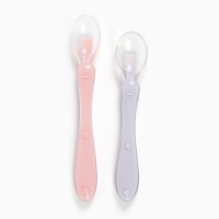 Ложка детская силиконовая для прикорма, набор 2 шт.. &laquo;Милые зверята&raquo;, цвет розовый и фиолетовый, Крошка Я