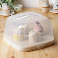 Тортовница с крышкой, 28,5&times;28,5&times;17,5 см, цвет бежевый