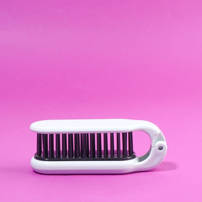 Расчёска массажная, складная, с зеркалом, 3 &times; 10 см, цвет белый