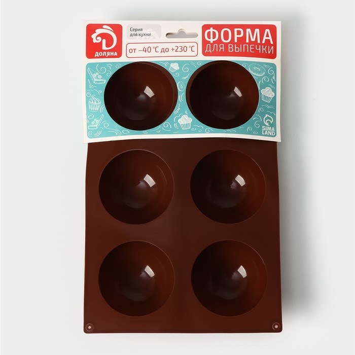 Форма для выпечки Доляна &laquo;Фигуры. Полусфера&raquo;, силикон, 27&times;18&times;3,5 см, 6 ячеек (7&times;7&times;3,5 см), цвет МИКС