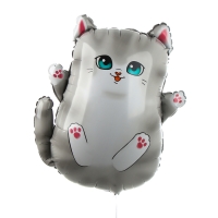 Воздушный шар фольгированный 28" &laquo;Серый котик&raquo;, с подложкой