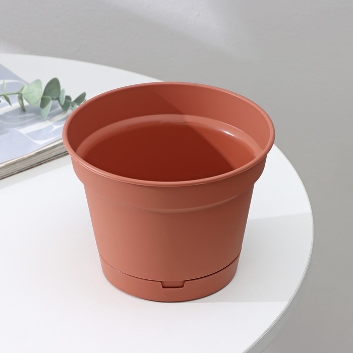 Горшок для цветов с поддоном Mint, 1,2 л, d=15 см, h=11,3 см, цвет терракотовый