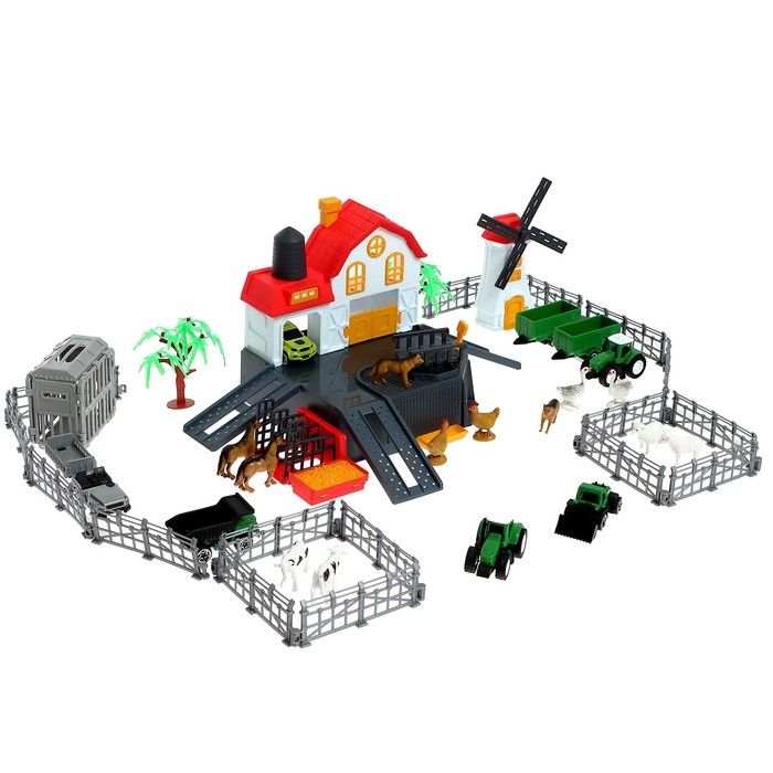 Парковка &laquo;Ферма&raquo;, амбар, вольеры, транспорт, животные