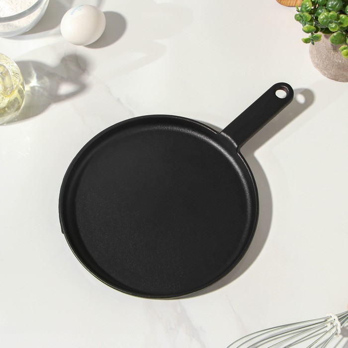 Сковорода блинная чугунная &laquo;Круг&raquo;, d=20 см, чугунная ручка