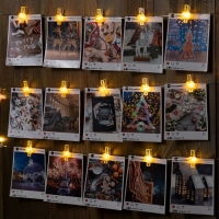 Гирлянда &laquo;Нить&raquo; 2 м роса с насадками &laquo;Прищепки-тыквы&raquo;, IP20, серебристая нить, 20 LED, батарейки ААх2 (нет в копмплекте), свечение тёплое белое