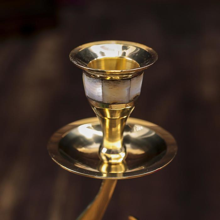 Подсвечник на 1 свечу с перламутром изгиб 21см