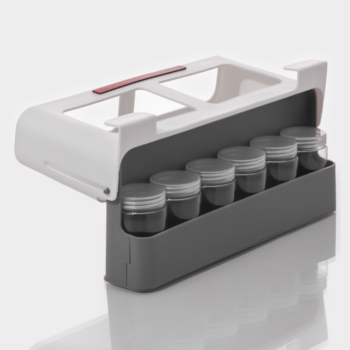 Органайзер подвесной для сыпучих продуктов в комплекте с банками, 6 шт (125 мл), 32&times;13,5&times;9,5 см