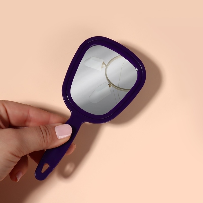 Зеркало с ручкой, зеркальная поверхность 6,5 &times; 6 см, цвет МИКС