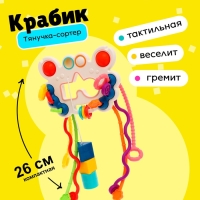 Игрушка развивающая для малышей &laquo;Крабик&raquo;, тянучка с сортером