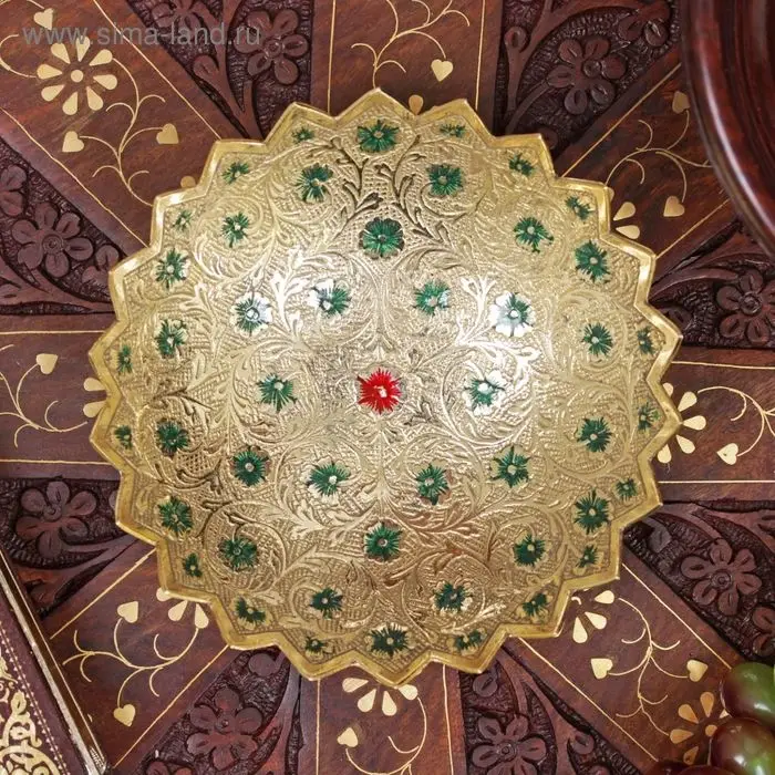 Блюдо латунь цветная эмаль "Многогранность" 5х15х15 см