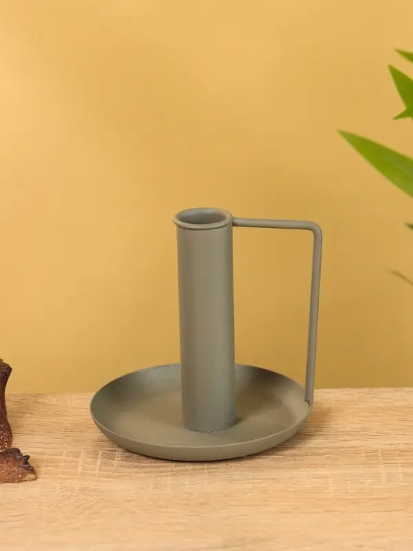 Подсвечник на 1 свечу текстурный с ручкой и блюдцем &laquo;Графит&raquo;, 10&times;10&times;9.5 +/- 0.5 см