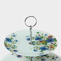 Фруктовница Доляна &laquo;Букет незабудок&raquo;, d=20/25 см, h=24 см, стекло, рисунок