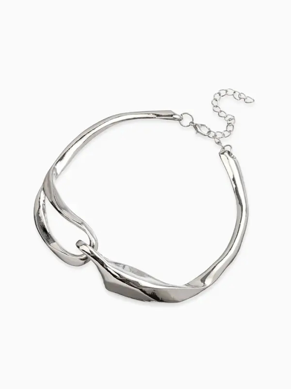 Колье "Стиль", цвет серебро d=12см