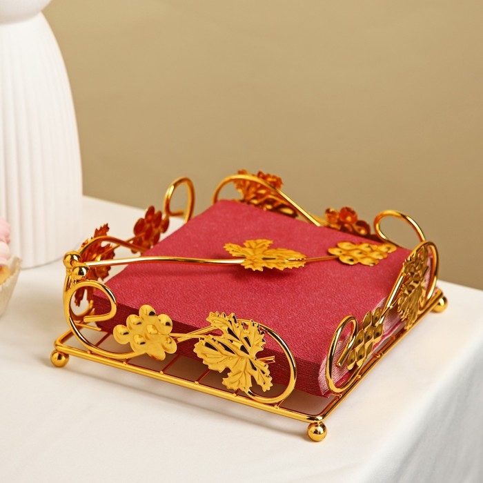 Подставка для салфеток декоративная &laquo;Виноград&raquo;, 19&times;7 см, золотистая