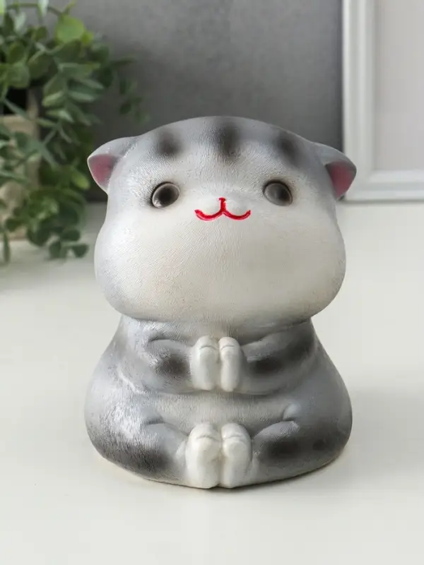 Копилка "Кот Дзен" серый, 16х14х14,5 см