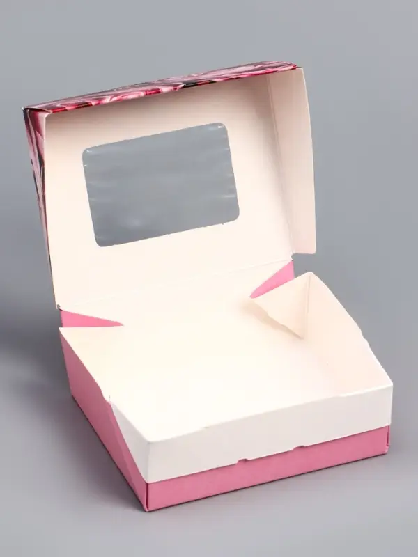 Коробка складная с окном &laquo;Розы&raquo; 10&times;8&times;3.5 см