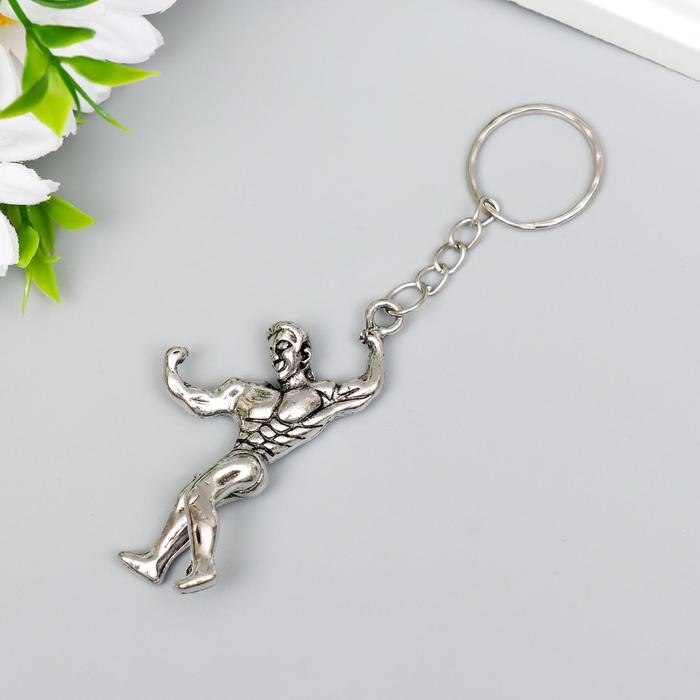 Брелок металл "Атлет" серебро 6х3,2 см