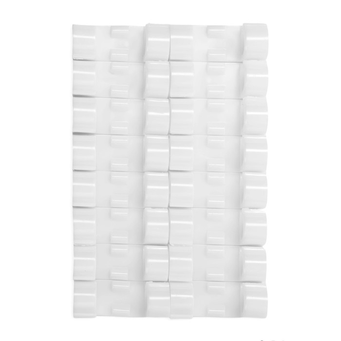 Держатель самоклеящийся для проводов и гирлянд ТУНДРА krep, 15х40 мм, цвет белый, 16 шт.