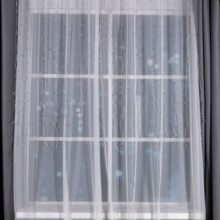 Гирлянда &laquo;Занавес&raquo; 2 &times; 1.5 м, IP20, прозрачная нить, 360 LED, свечение жёлтое, 8 режимов, 220 В