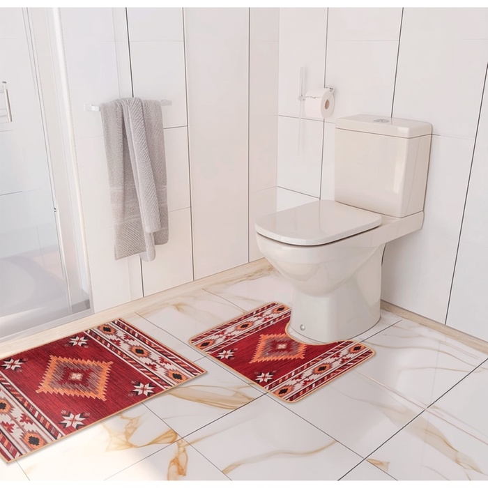 Набор ковриков для ванной и туалета Доляна &laquo;Мира&raquo;, 2 шт, 50&times;80 см, 50&times;40 см