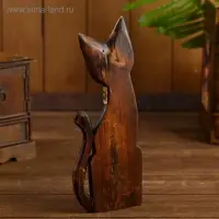 Интерьерный сувенир "Кошка с зелёным цветком" 30 см