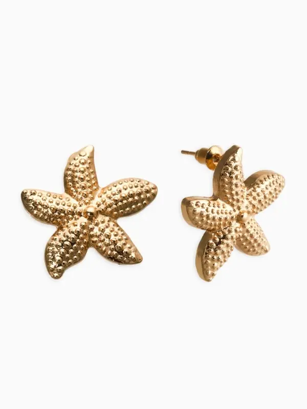 Серьги металл "Морская звезда", цвет золото