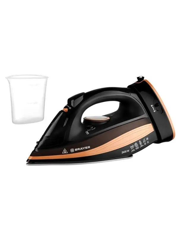 Утюг паровой BRAYER 4010BR, 2400 Вт, керамичекая подошва, 320 мл, беспроводной, коричневый
