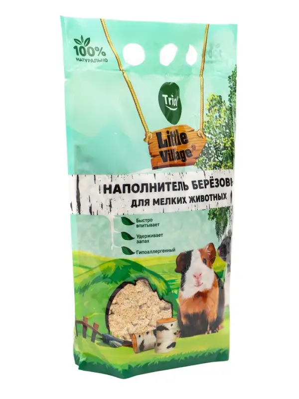 Наполнитель для мелких животных березовый, 3л, серия LITTLE VILLAGE
