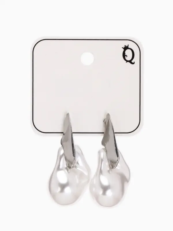 Серьги жемчуг "Капля борроко", цвет белый в серебре