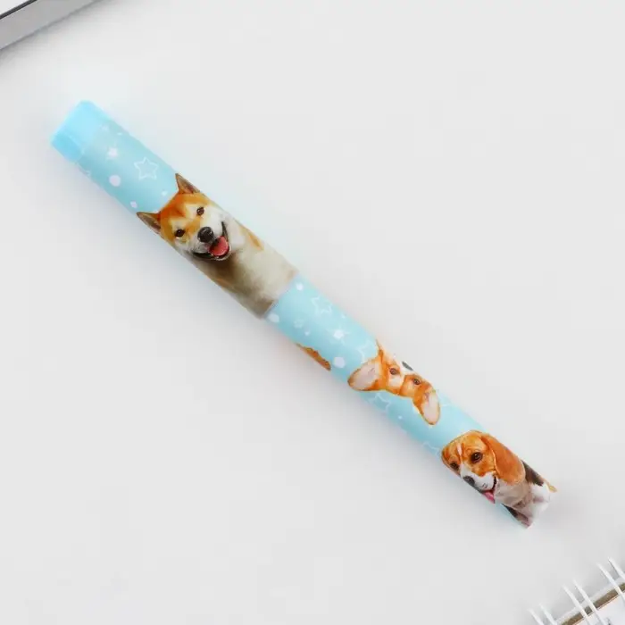 Ручка шариковая, синяя паста 0.7 мм с колпачком пластик &laquo;Пёсики&raquo;