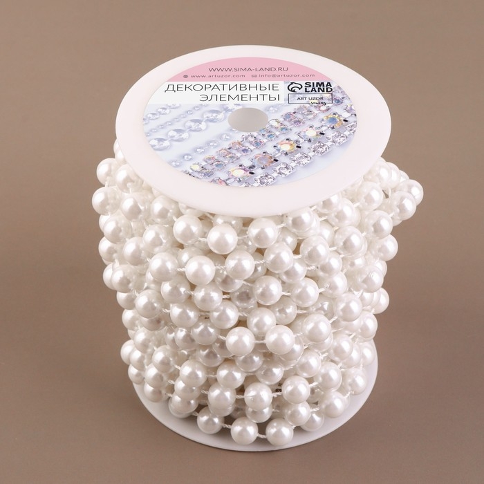 Жемчуг на нитях, 10 мм, 9 &plusmn; 1 м, цвет белый