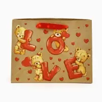 Пакет подарочный крафтовый &laquo;Любовь&raquo;, MS 18 х 10 х 23 см