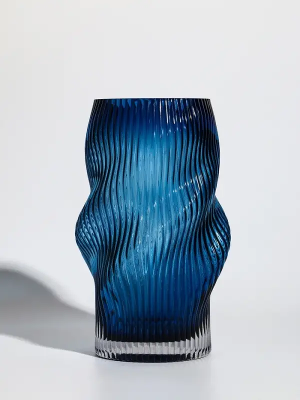 Ваза стекло настольная "Ванесса" волны, 24х12 см, синий