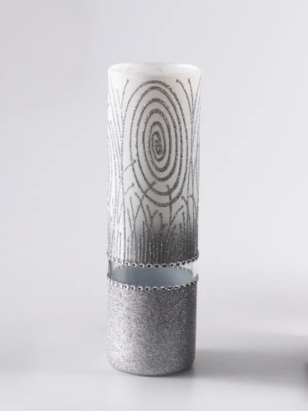 Ваза &laquo;Соблазн&raquo;, прямая, h=26 см, стекло, бело-серебристая