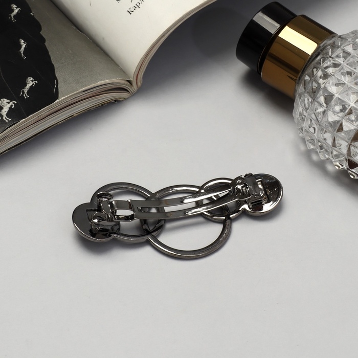 Заколка-автомат для волос &laquo;Либерти&raquo; круги, 7.5 см, серебро