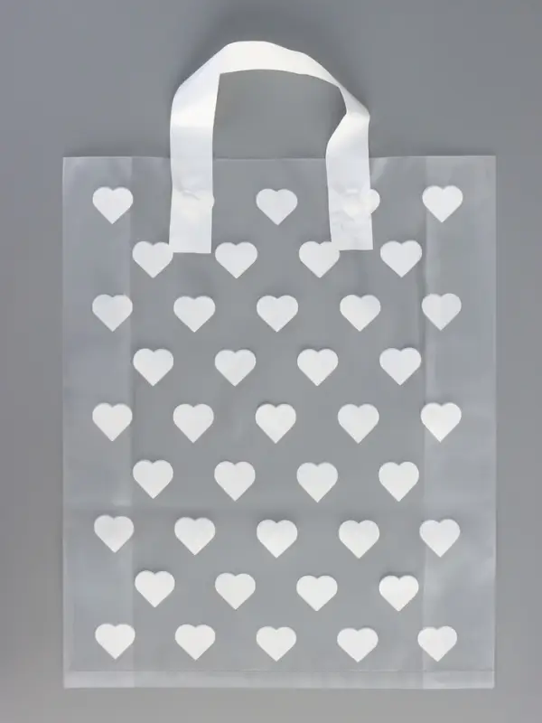 Пакет полиэтиленовый с боковой складкой и петлевой ручкой, &laquo;Сердечки&raquo;, 30&times;37+10 см &plusmn; 5% 60 мкм