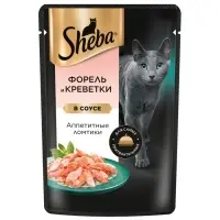 Влажный корм Sheba для кошек, креветки/форель, пауч, 75 г