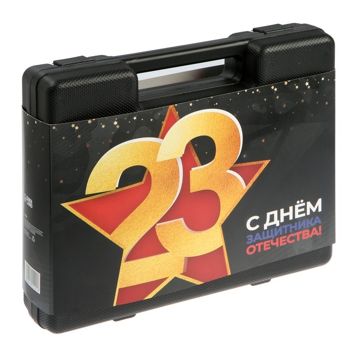 Набор инструментов в кейсе ТУНДРА "23 ФЕВРАЛЯ", в подарочной упаковке, 31 предмет