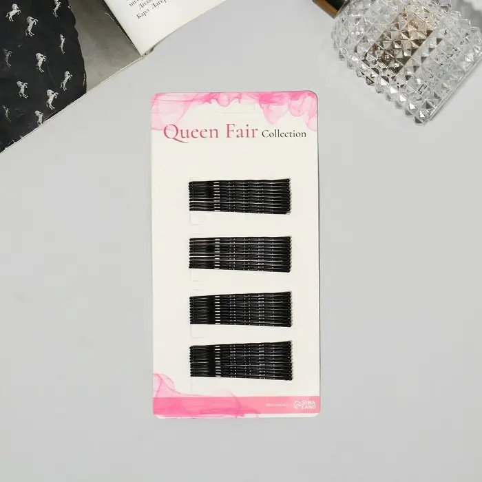 Невидимки для волос &laquo;Классика&raquo;, набор 40 шт., 6 см, чёрные