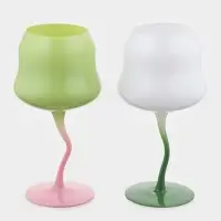 Бокалы для вина Pint, 465 мл, 8&times;19 см, набор 2 шт., стекло, зелёные, белые