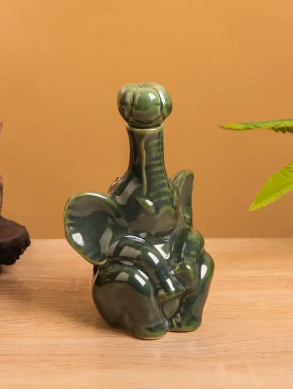 Сосуд для масла &laquo;Слон&raquo;, 10&times;8&times;14 см, керамика, зелёный