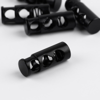 Фиксатор для шнура, двойной, d = 5 мм, 9 &times; 25 мм, 5 шт, цвет чёрный