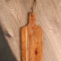 Доска разделочная прямоугольная "Черепаха и цветы" дерево манго 41х18 см