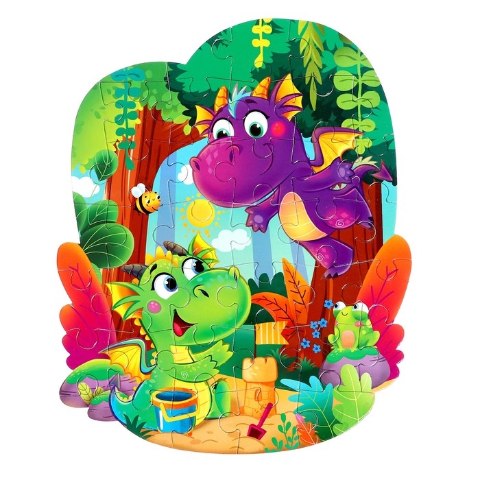 Набор пазлов с игрушкой &laquo;Дракончик на каникулах&raquo;, 37 деталей