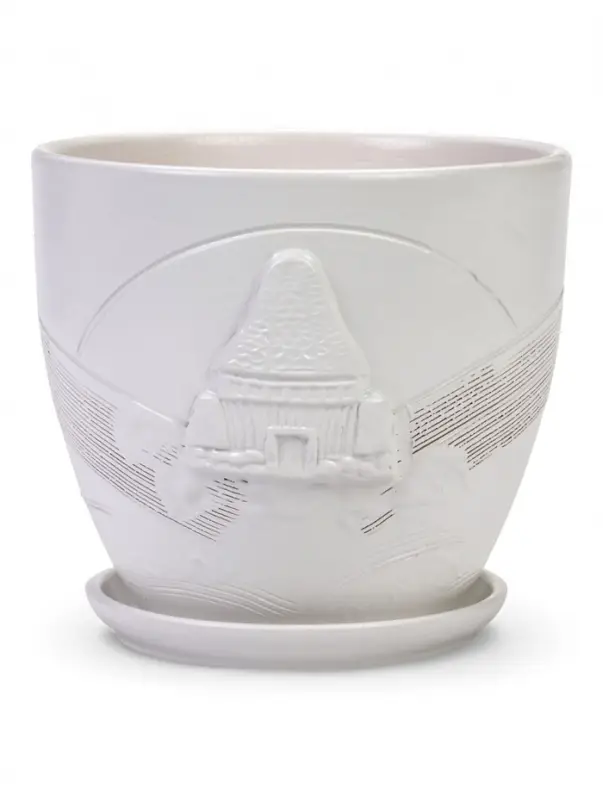 Горшок цветочный с поддоном 2,5 л, d18/h16 см белый керамика, "Голландия" (М)