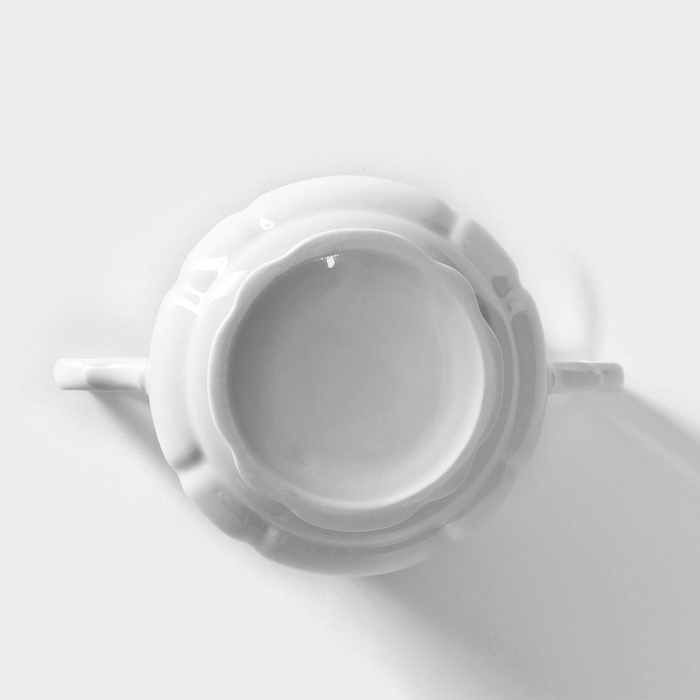 Сахарница фарфоровая &laquo;Романс&raquo;, 550 мл, с крышкой, цвет белый