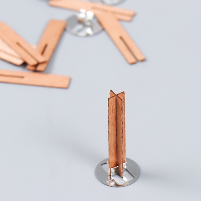 Фитиль с держателем двойной для свечи дерево набор 5 шт 1х5 см