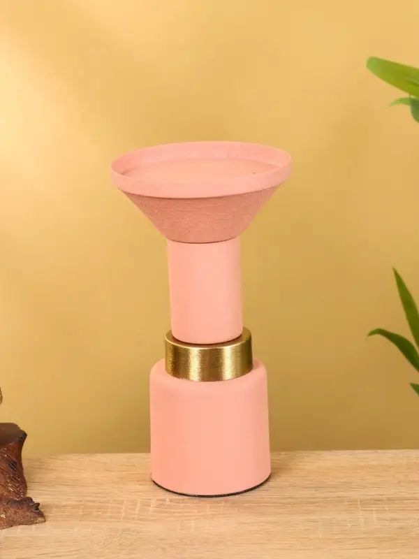 Подсвечник на 1 свечу текстурный "Пудровый" 10,5х10,5х20 см