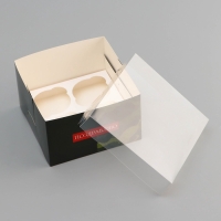 Коробка для 4 капкейка с прозрачной крышкой, "Камуфляж", 16 &times; 16 &times; 10 см, кондитерская упаковка